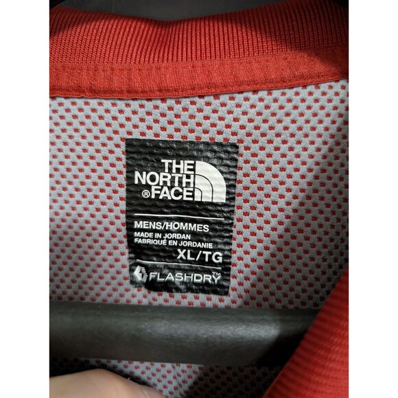 North Face Shirt Men’s Flash Dry Short Sleeve Collared Polo Text Buttons Red XL - Picture 3 of 13